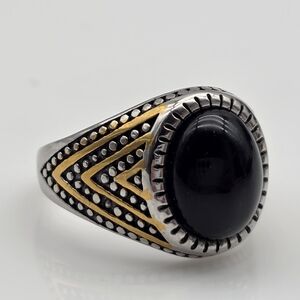 Men's Black and Gold Ring